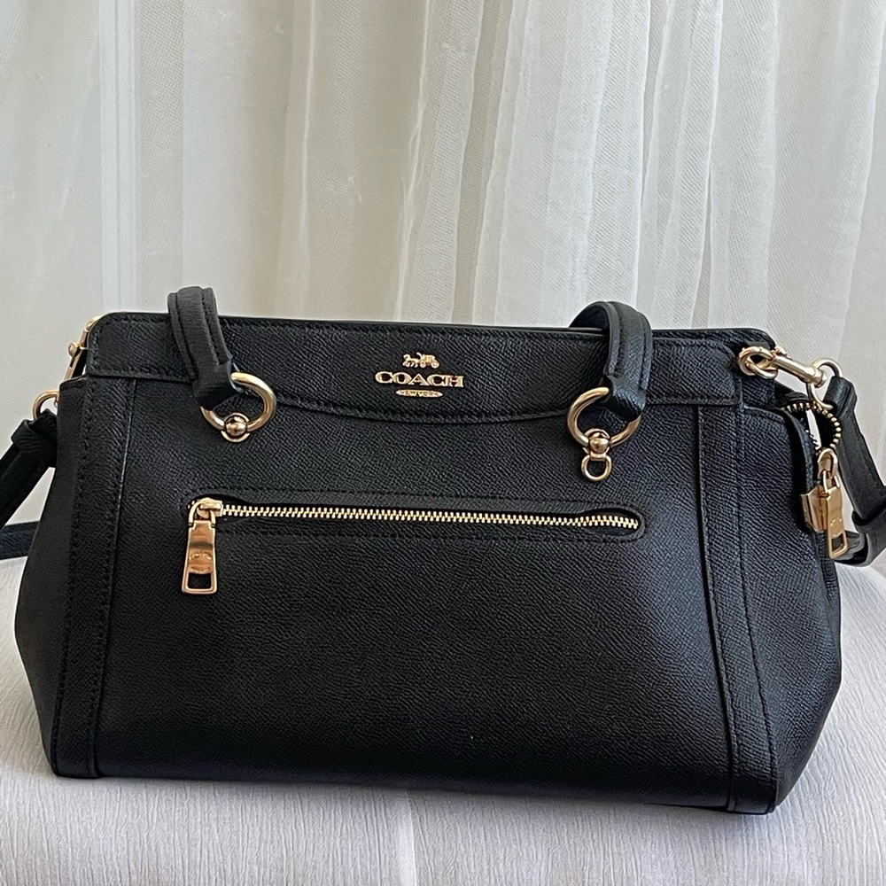 Coach Black Satchel with Gold Accents